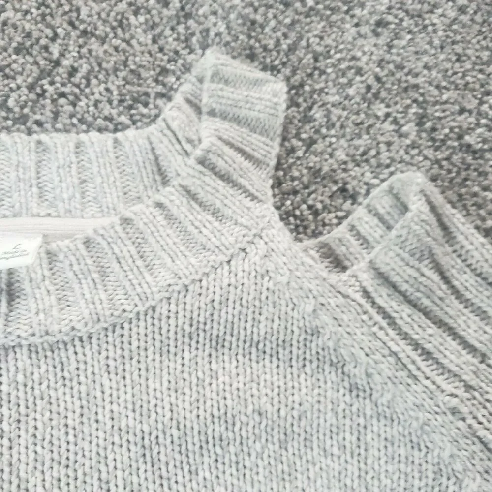 AYLA Sweater Cut‎ Out Shoulder Beige Marbled LARGE Francesca's
